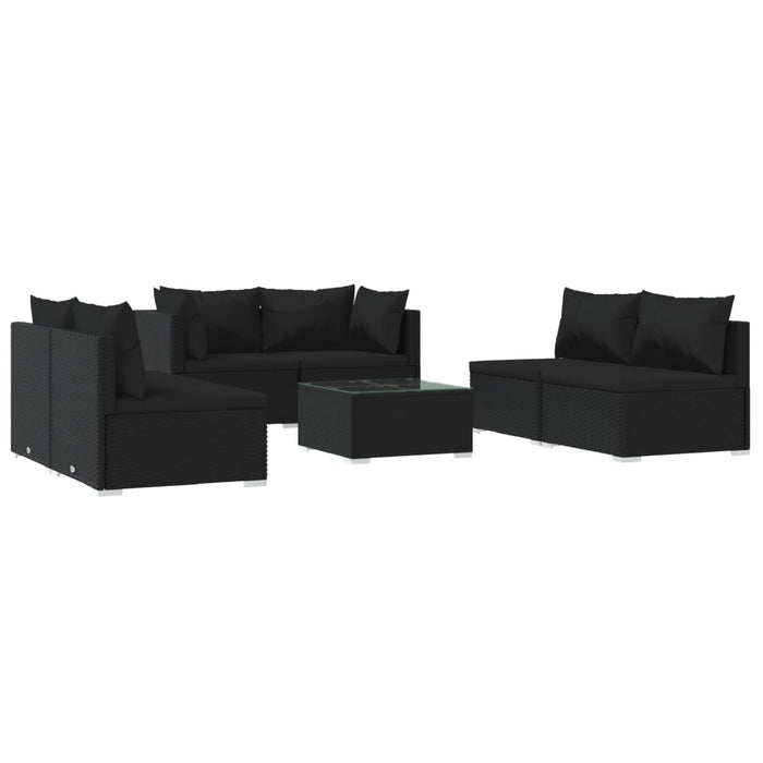 7 Piece Garden Lounge Set With Cushions Poly Rattan Black Tobxxxa
