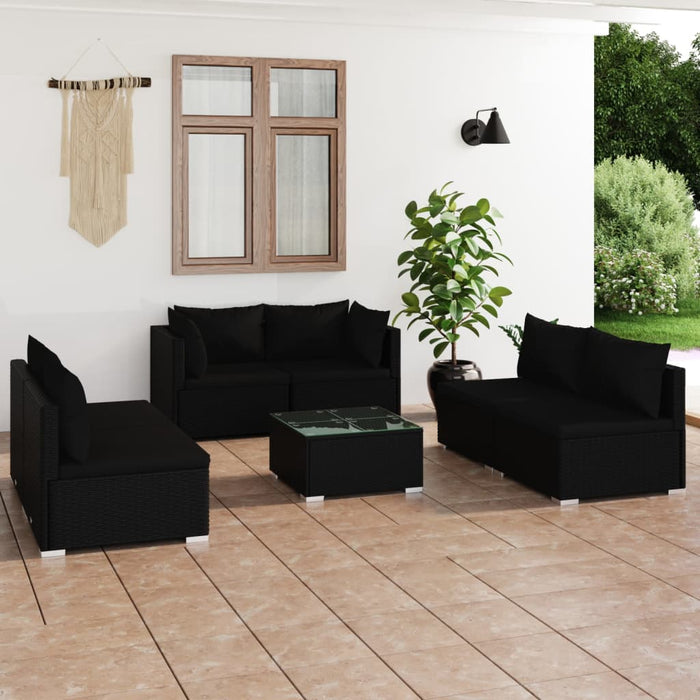 7 Piece Garden Lounge Set With Cushions Poly Rattan Black Tobxxxa