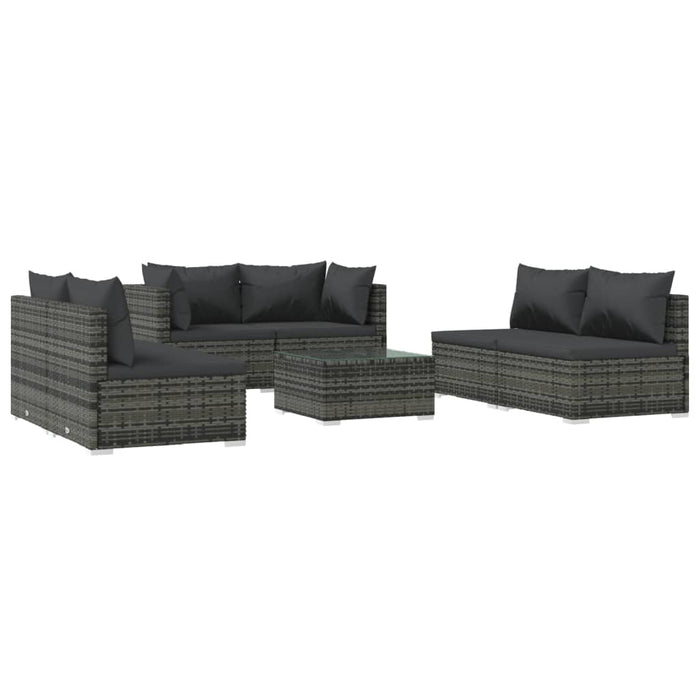 7 Piece Garden Lounge Set With Cushions Poly Rattan Grey Tobxxxk