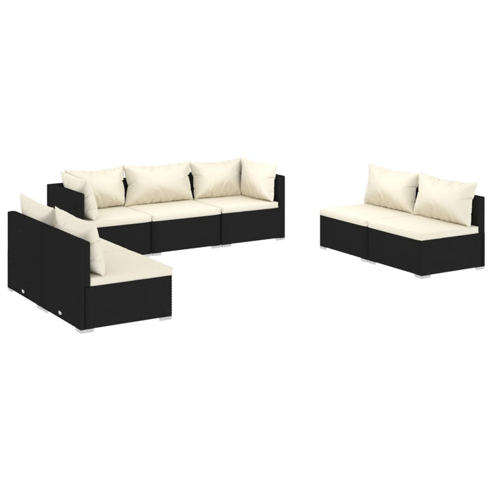 7 Piece Garden Lounge Set With Cushions Poly Rattan Black Tobxxto