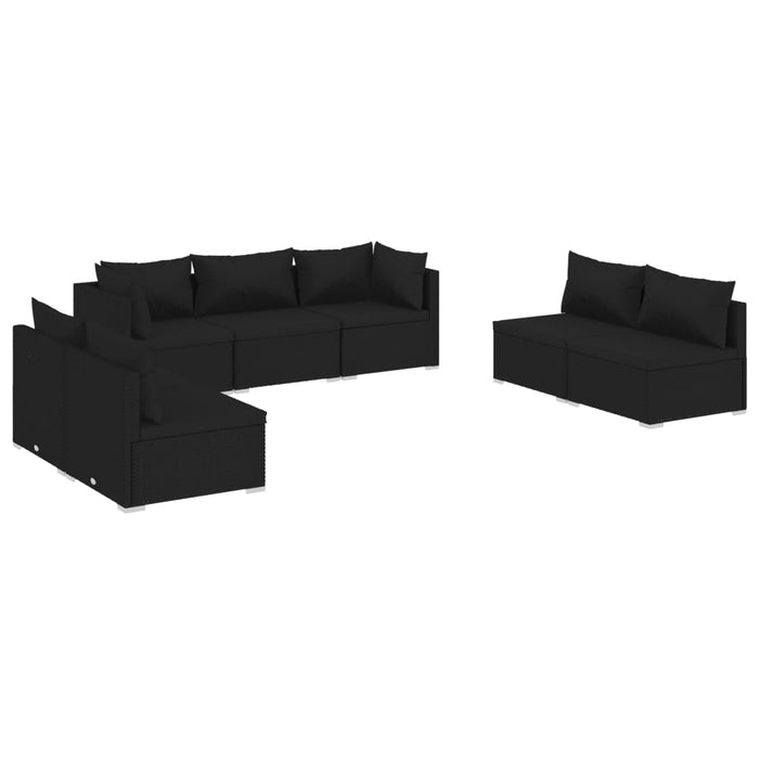 7 Piece Garden Lounge Set With Cushions Poly Rattan Black Tobxxtx