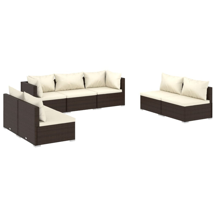 7 Piece Garden Lounge Set With Cushions Poly Rattan Brown Tobxxta