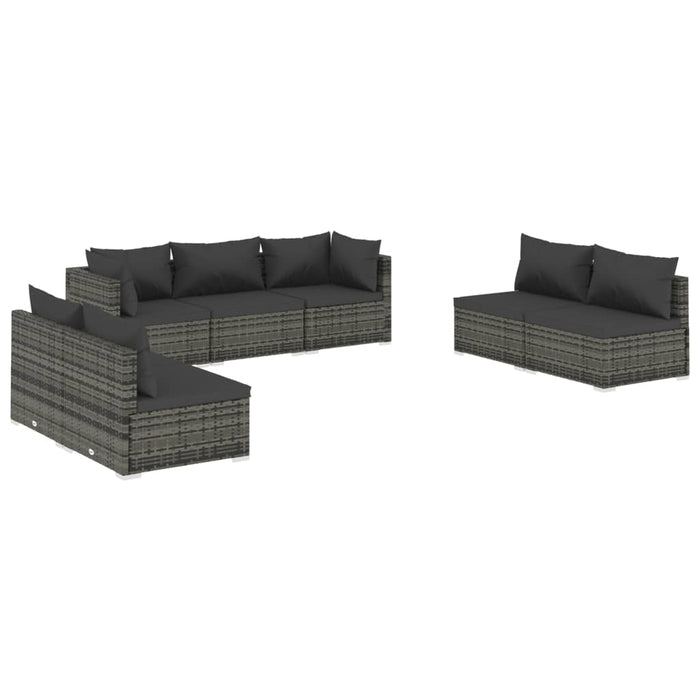 7 Piece Garden Lounge Set With Cushions Poly Rattan Grey Tobxxti