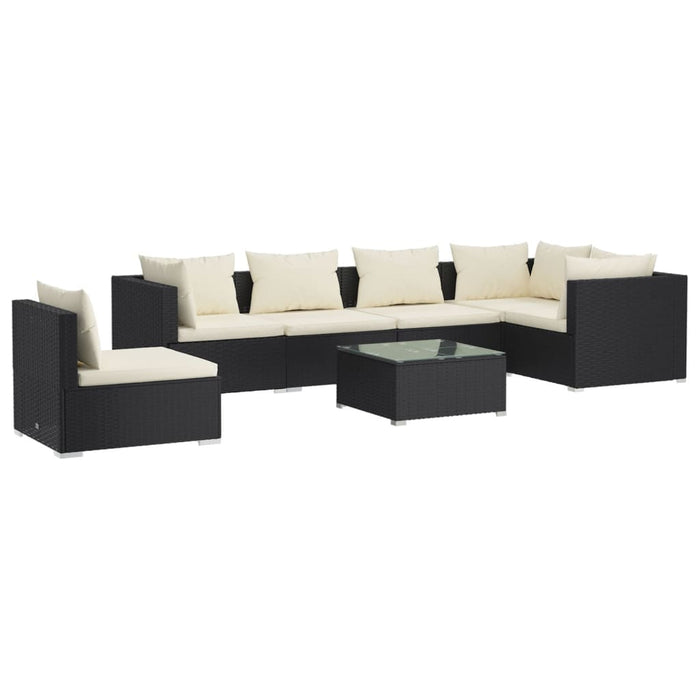 7 Piece Garden Lounge Set With Cushions Poly Rattan Black Tobxtxi