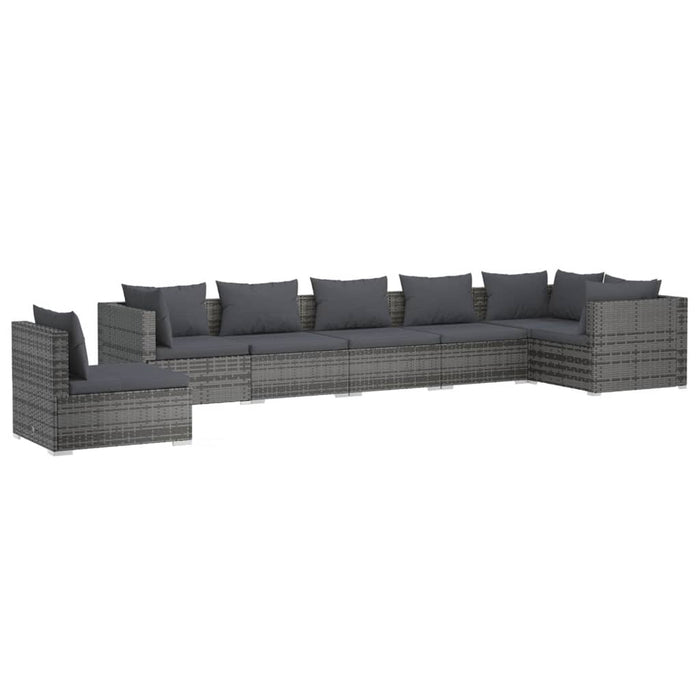 7 Piece Garden Lounge Set With Cushions Poly Rattan Grey Tobxtao