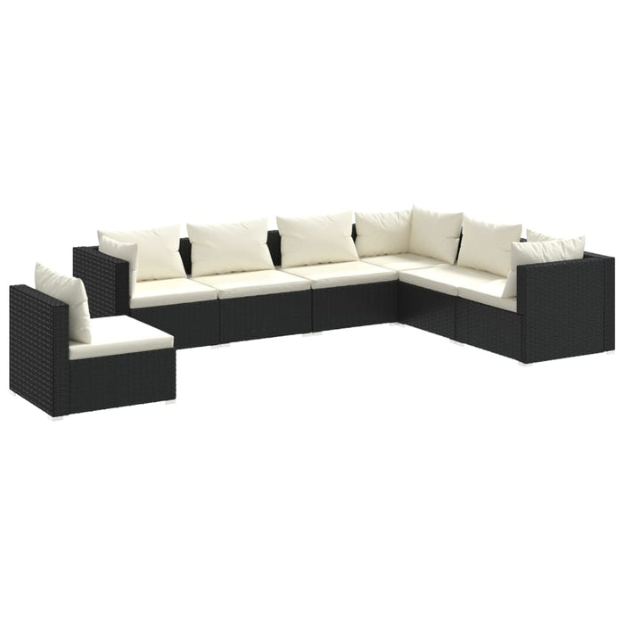 7 Piece Garden Lounge Set With Cushions Poly Rattan Black Tobxtpo