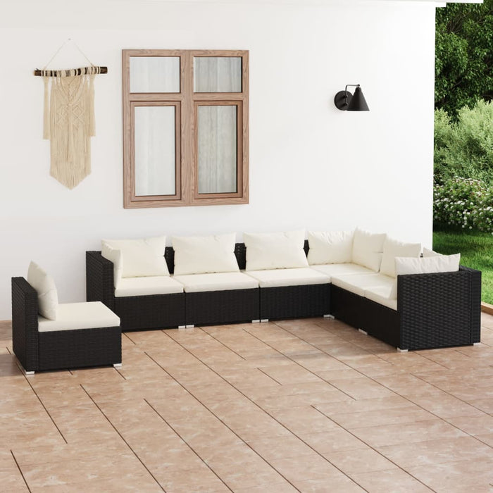 7 Piece Garden Lounge Set With Cushions Poly Rattan Black Tobxtpo