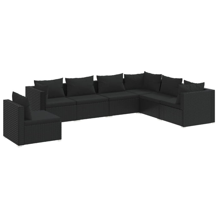 7 Piece Garden Lounge Set With Cushions Poly Rattan Black Tobxtpx