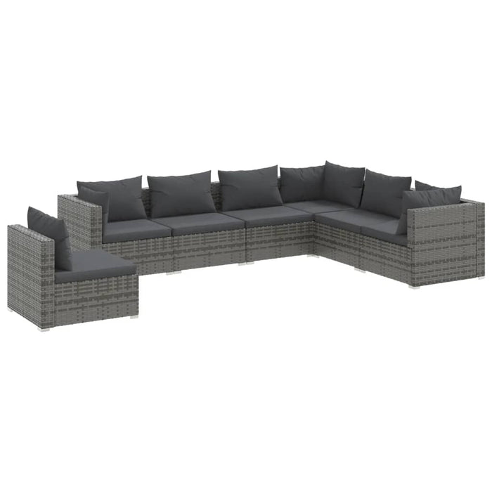 7 Piece Garden Lounge Set With Cushions Poly Rattan Grey Tobxtpi