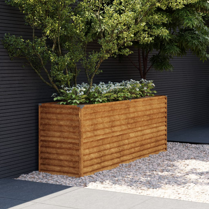 Garden Raised Bed 196X50X69 Cm Corten Steel Opoknp