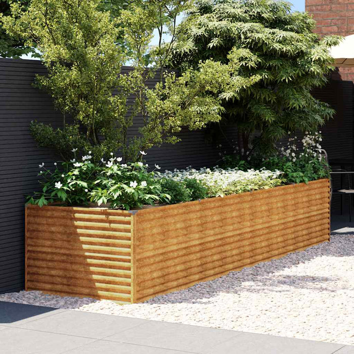 Garden Raised Bed 386X100X69 Cm Corten Steel Opxbbp