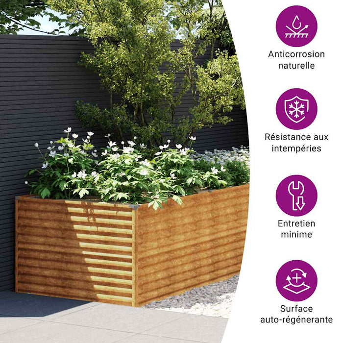 Garden Raised Bed 479X100X69 Cm Corten Steel Opxbbl