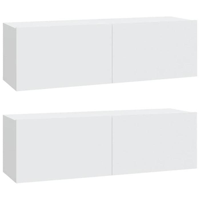 Wall Tv Cabinets 2 Pcs White 100X30X30 Cm Engineered Wood Nbapaa