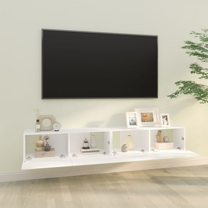 Wall Tv Cabinets 2 Pcs White 100X30X30 Cm Engineered Wood Nbapaa