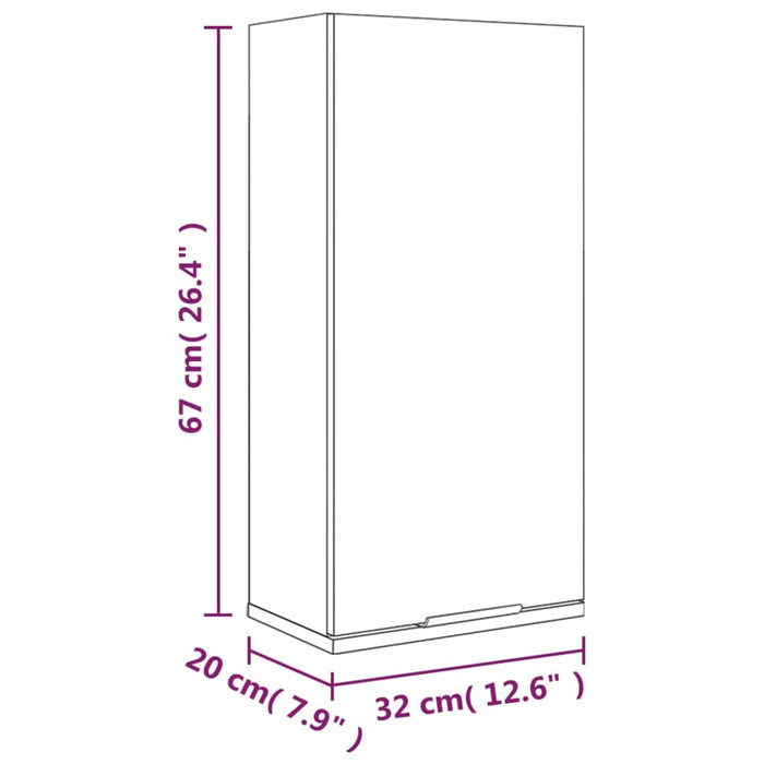 Wall-Mounted Bathroom Cabinet White 32X20X67 Cm Nooxkp