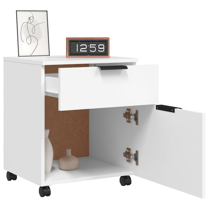 Mobile File Cabinet With Wheels White 45X38X54 Cm Engineered Wood Noopxb