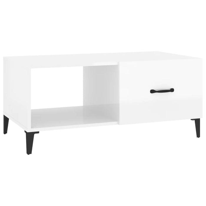 Coffee Table Glossy Look White 90X50X40 Cm Engineered Wood Noxllk