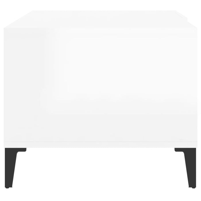 Coffee Table Glossy Look White 90X50X40 Cm Engineered Wood Noxllk
