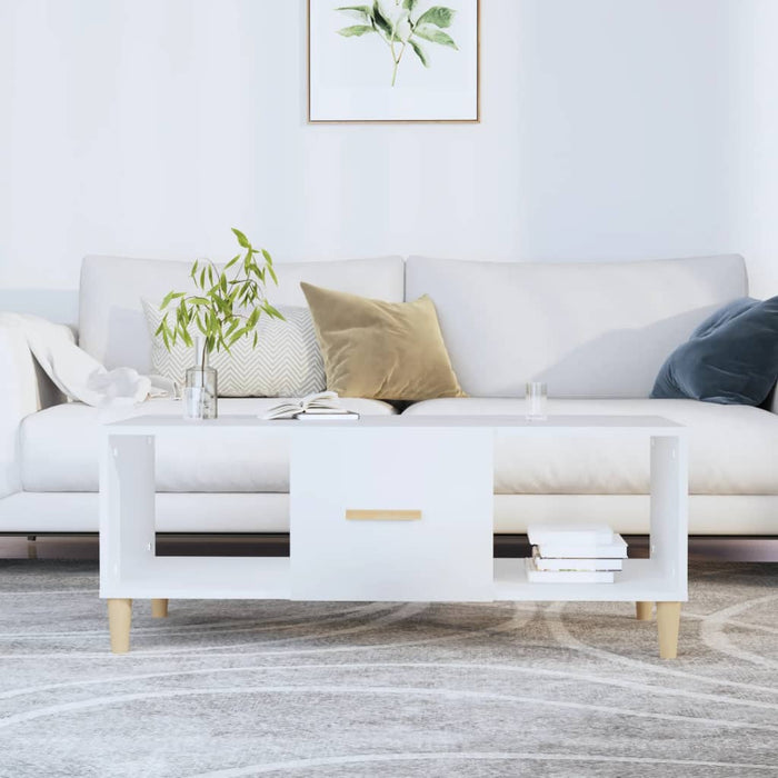 Coffee Table White 102X50X40 Cm Engineered Wood Noxlkb