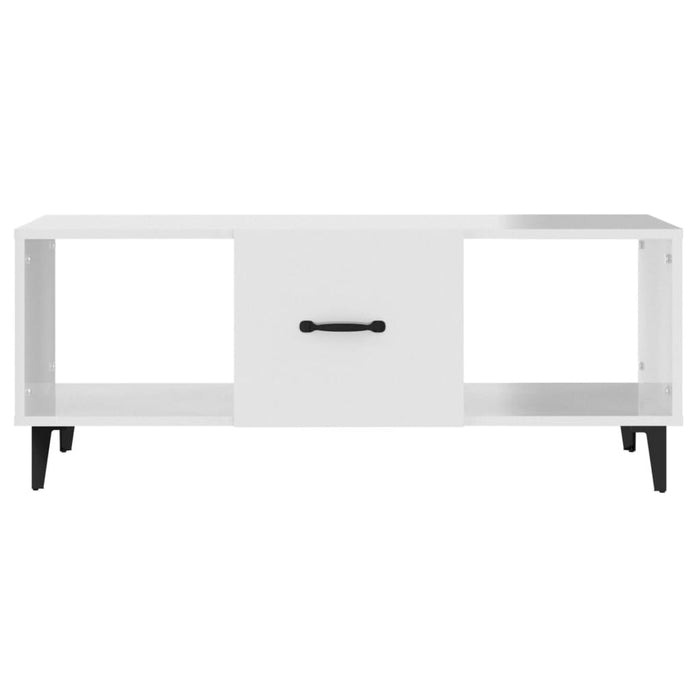Coffee Table Glossy Look White 102X50X40 Cm Engineered Wood Noxibp