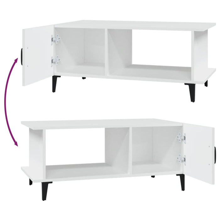 Coffee Table White 90X50X40 Cm Engineered Wood Noxipt