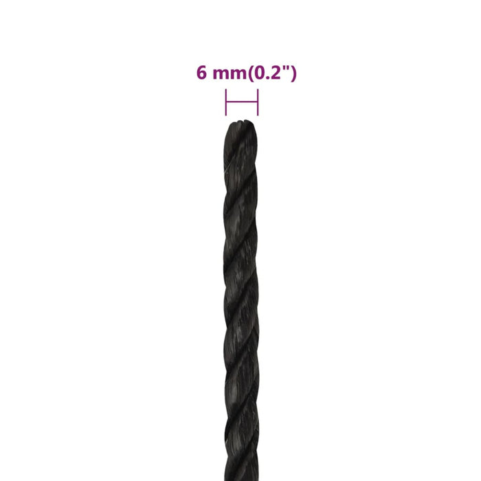 Work Rope Black 6 Mm 25 M Polypropylene Optbbo