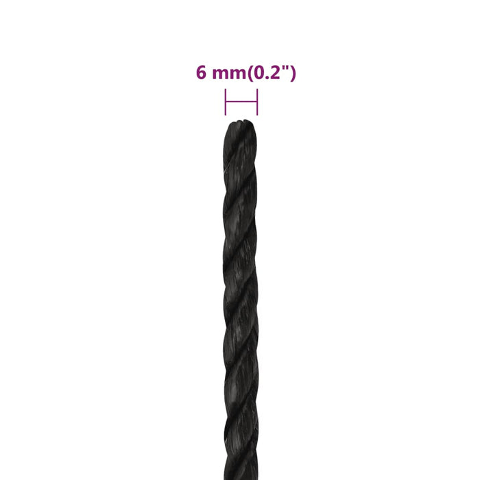 Work Rope Black 6 Mm 100 M Polypropylene Optbbt