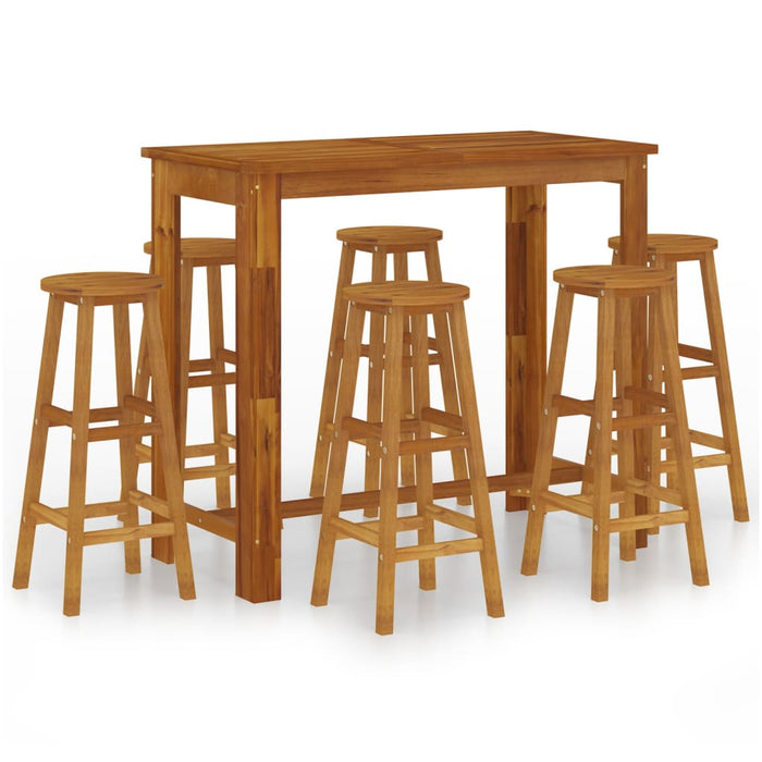 7 Piece Garden Bar Set Solid Wood Acacia Toolbxb