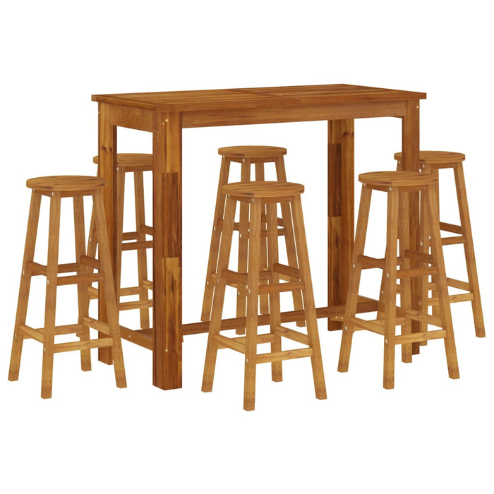 7 Piece Garden Bar Set Solid Wood Acacia Toolbxb