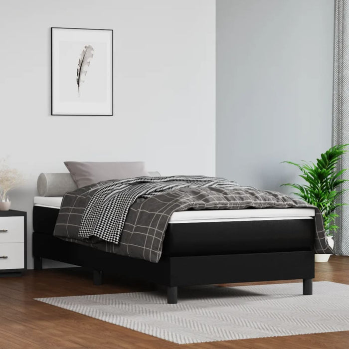 King Single Size Pocket Spring Bed Mattress Black 107X203X20 Cm Faux Leather Taikbt