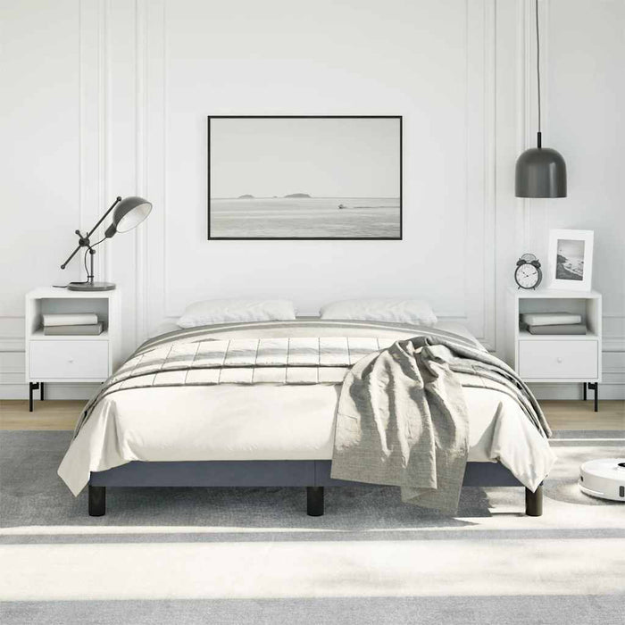 Double Size Bed Frame Without Mattress Dark Grey 137X187 Cm Velvet Taibbi