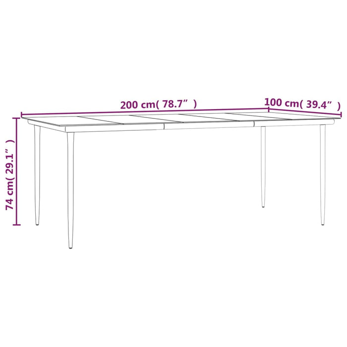 Garden Dining Table Black 200X100X74Cm Steel And Tempered Glass Tokxnb