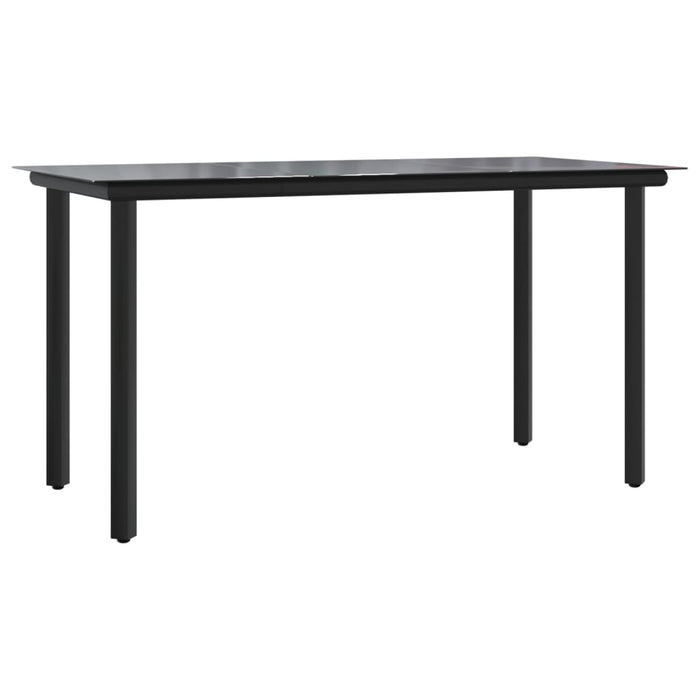 Garden Dining Table Black 200X100X74Cm Steel And Tempered Glass Tokxna