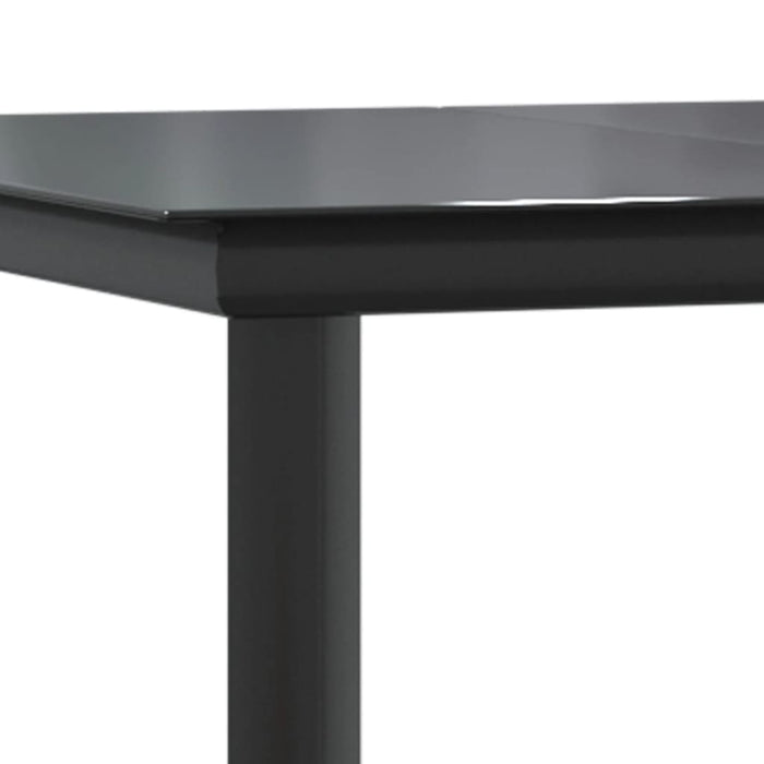Garden Dining Table Black 200X100X74Cm Steel And Tempered Glass Tokxna