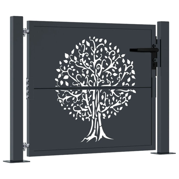 Garden Gate Anthracite 105X80 Cm Steel Tree Design Optopa