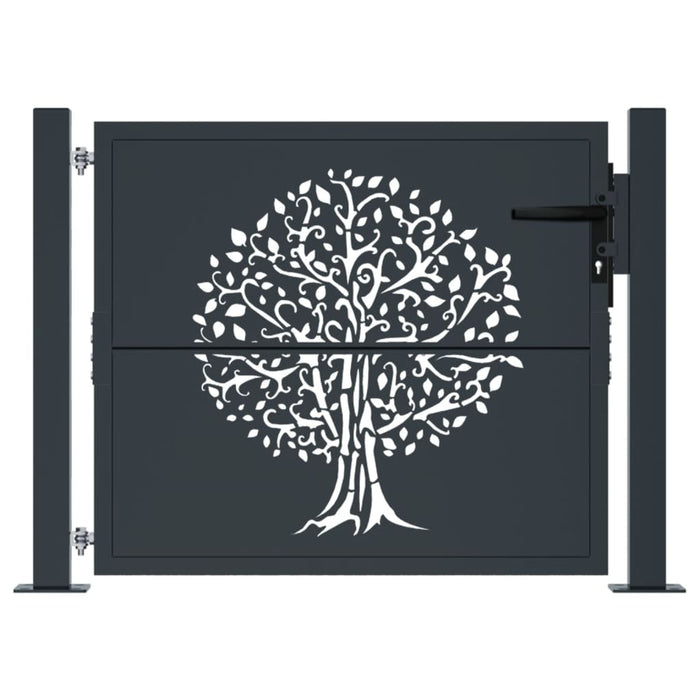 Garden Gate Anthracite 105X80 Cm Steel Tree Design Optopa