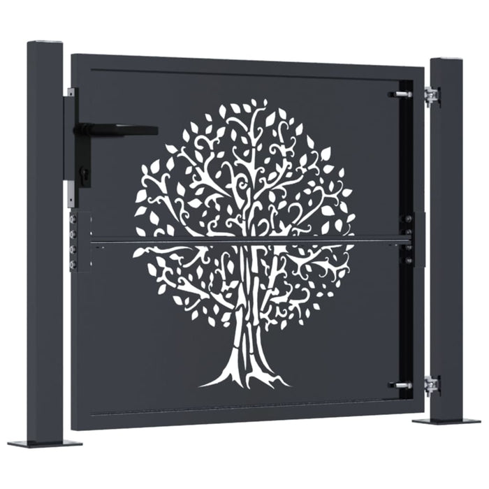 Garden Gate Anthracite 105X80 Cm Steel Tree Design Optopa
