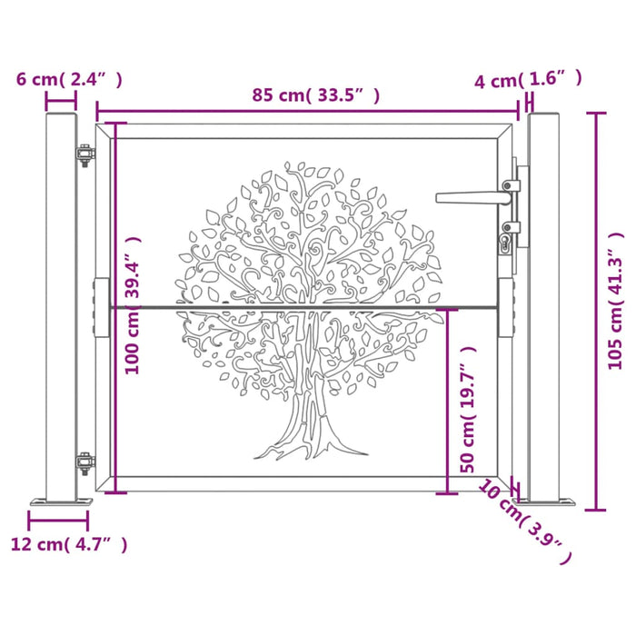 Garden Gate Anthracite 105X105 Cm Steel Tree Design Optopp
