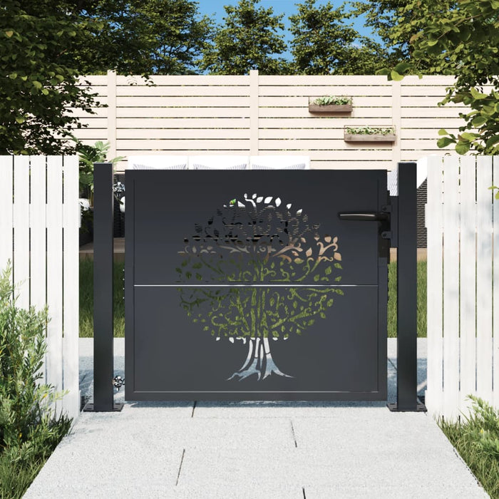 Garden Gate Anthracite 105X105 Cm Steel Tree Design Optopp