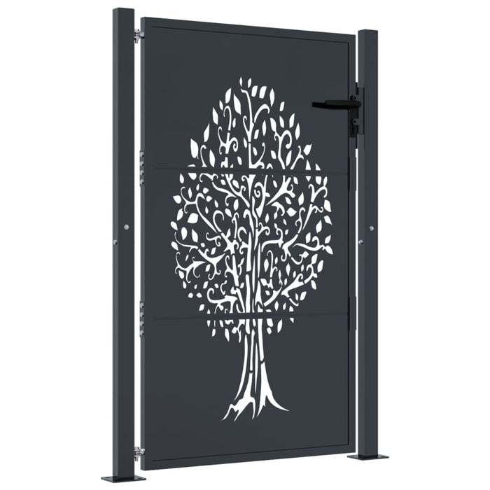 Garden Gate Anthracite 105X130 Cm Steel Tree Design Optopl
