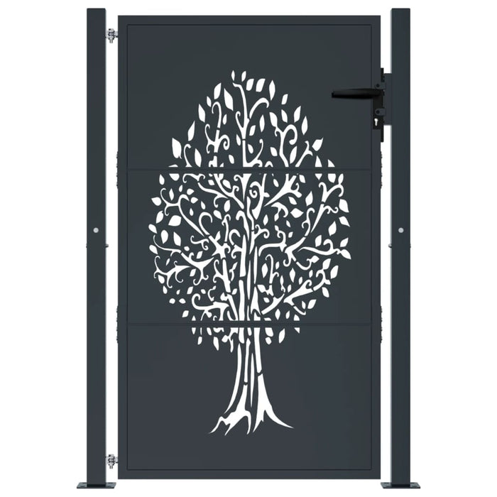 Garden Gate Anthracite 105X130 Cm Steel Tree Design Optopl