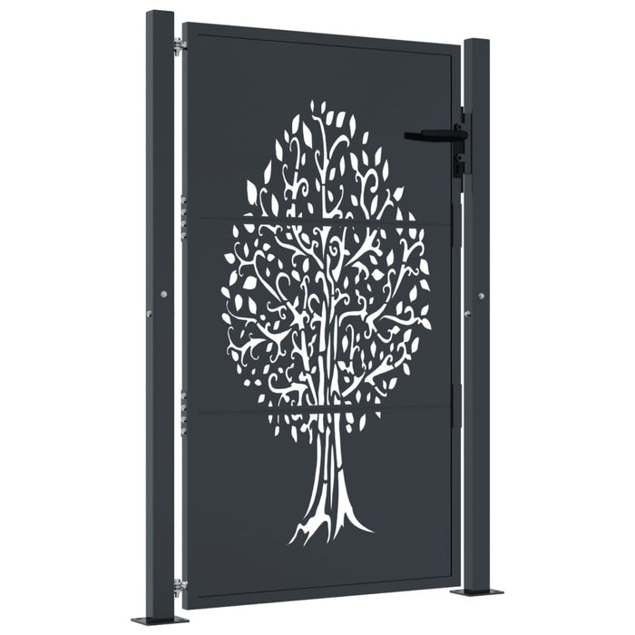 Garden Gate Anthracite 105X155 Cm Steel Tree Design Optopi