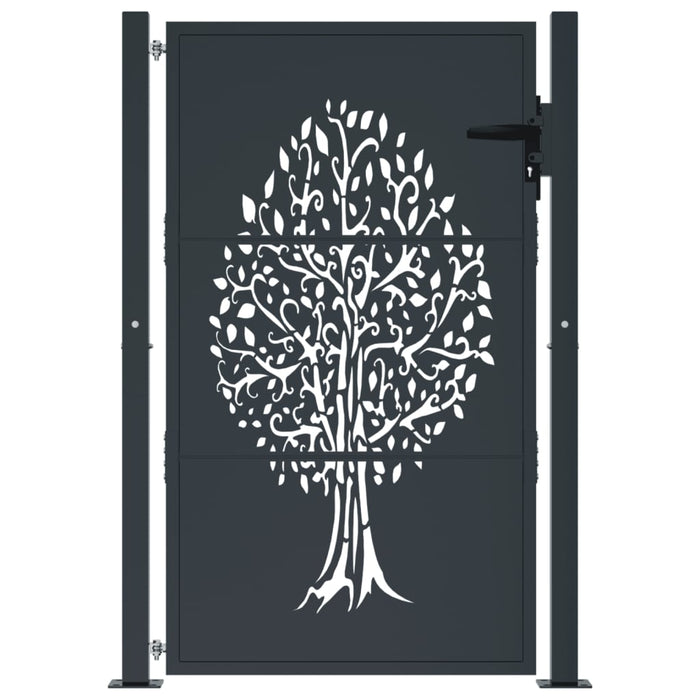 Garden Gate Anthracite 105X155 Cm Steel Tree Design Optopi