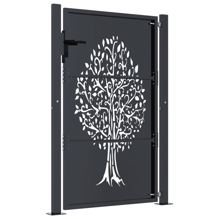 Garden Gate Anthracite 105X155 Cm Steel Tree Design Optopi