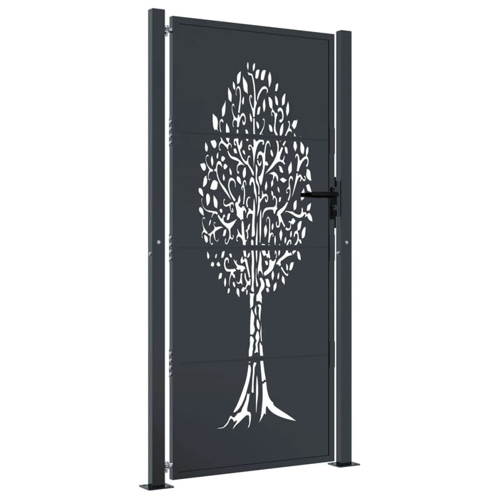 Garden Gate Anthracite 105X180 Cm Steel Tree Design Optopn