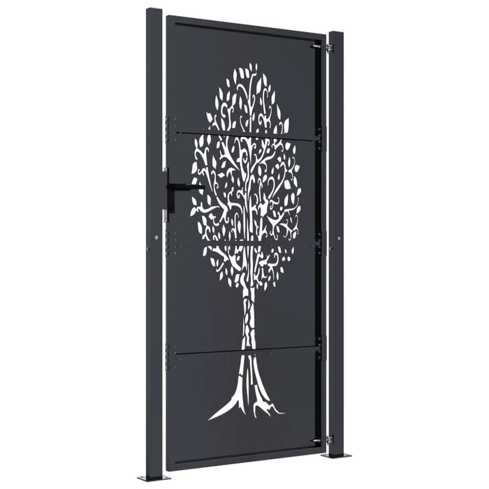 Garden Gate Anthracite 105X180 Cm Steel Tree Design Optopn