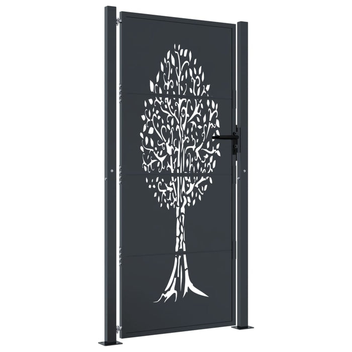 Garden Gate Anthracite 105X205 Cm Steel Tree Design Optopk
