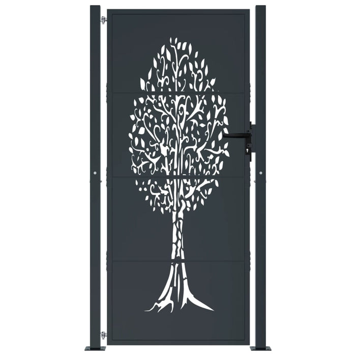 Garden Gate Anthracite 105X205 Cm Steel Tree Design Optopk