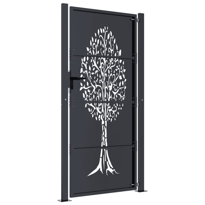 Garden Gate Anthracite 105X205 Cm Steel Tree Design Optopk