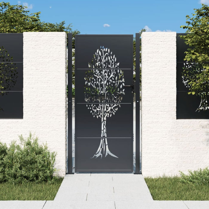 Garden Gate Anthracite 105X205 Cm Steel Tree Design Optopk